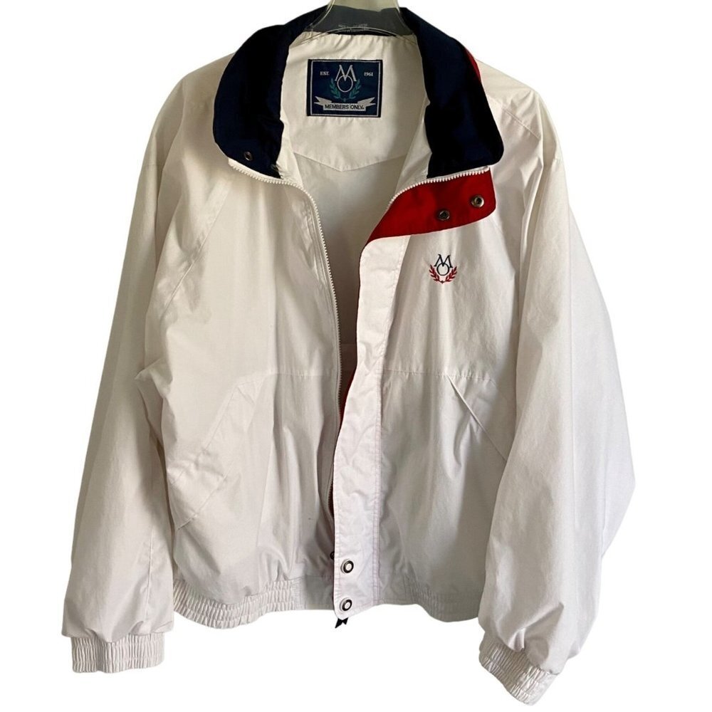 Members Only White Full Zip Jacket Men's XL